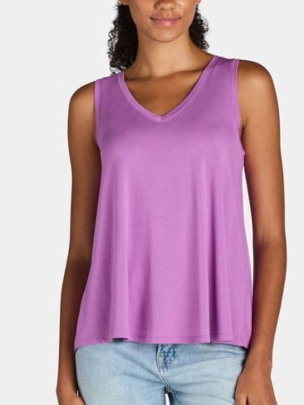 Time & Tru Pink V-Neck Swing Tank High Low Sleeveless Jersey Size Various  B43